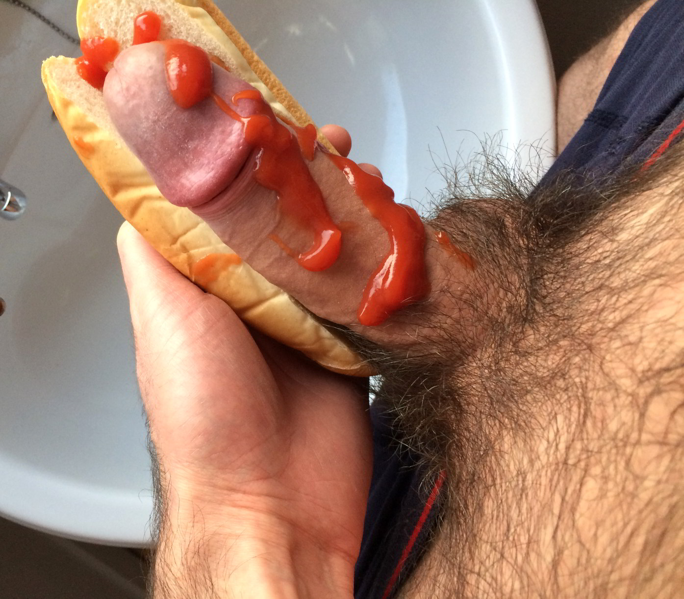 Cock in hotdog bun